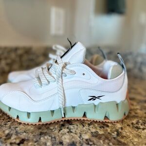 Reebok White and Green Athletic Shoes